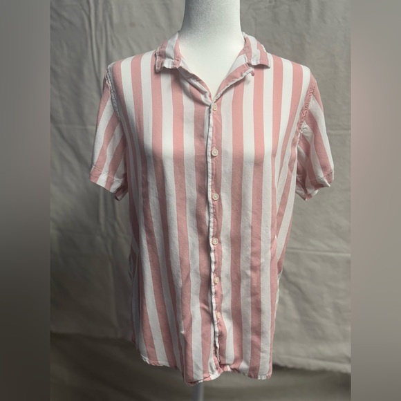 Free Planet Pink and White Striped Men's Shirt - Picture 1 of 3